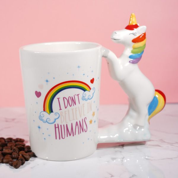 Τρισδιάστατη Κεραμική Κούπα Unicorn Πολύχρωμη